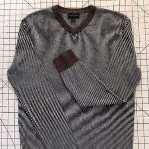 Banana Republic Men's Long Sleeve Cotton Twill Sweater Light Blue/Brown Size Sm